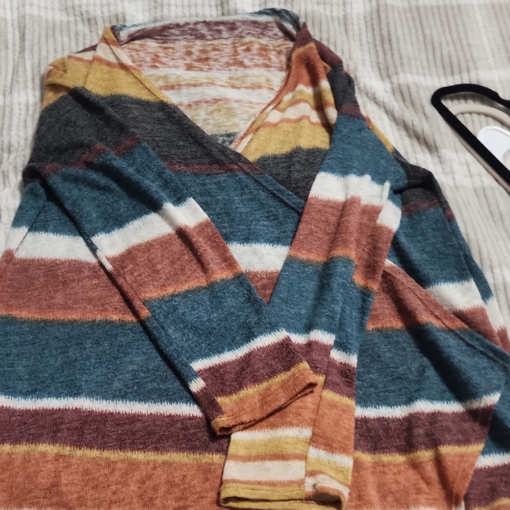 Striped V-Neck Sweater in Earth Tones